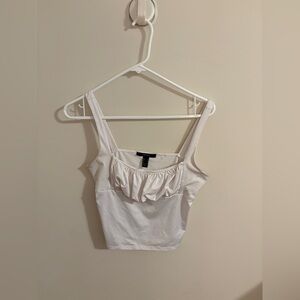 Forever 21 White Ruffled Crop Top